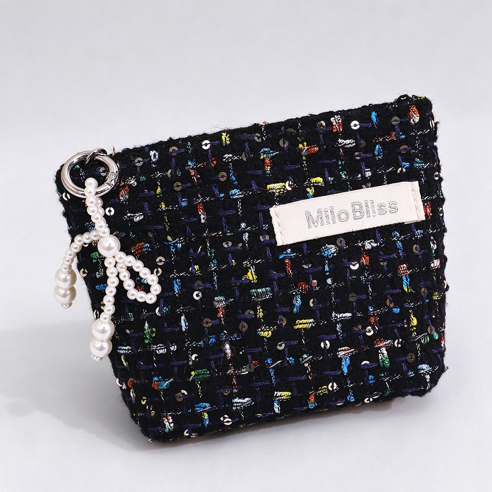 Tweed Cosmetic Bag - DippedShop Wholesale - #4163