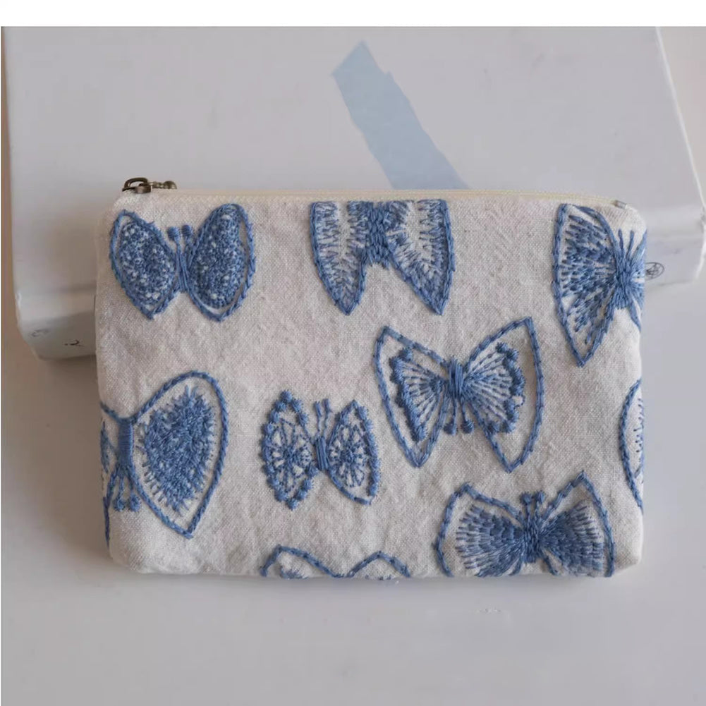 Trendy Floral Embroidery Portable Cosmetic - DippedShop Wholesale - #2883