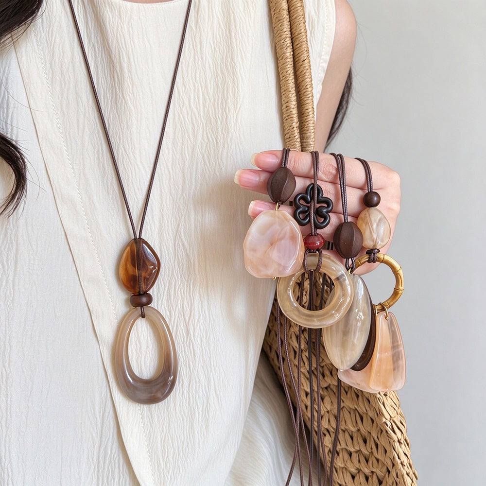Irregular Resin Pendant Necklace - DippedShop Wholesale - #8195