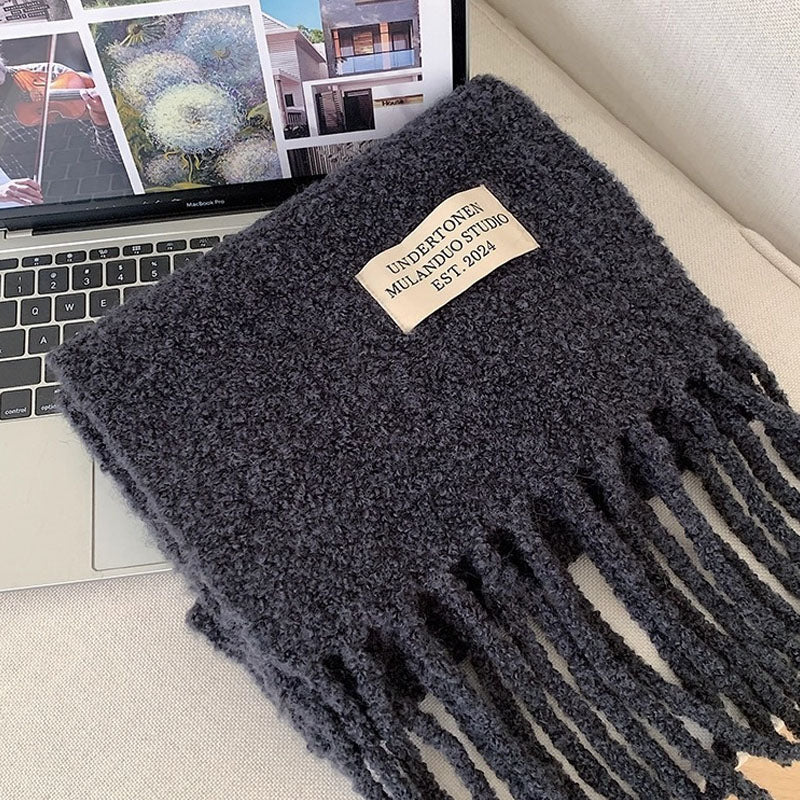 Warm Solid Color Tassel Wool Scarf 6W6NSW259