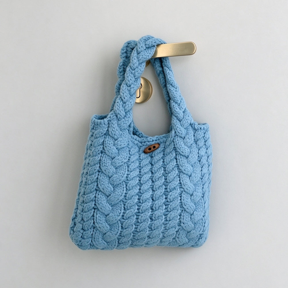 Cute Handmade Cable Knit Mini Handbag 6W10BBG2375