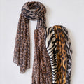 Vintage Leoaprd Print Cotton Linen Long Scarf 6W6NSC230