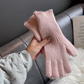 Solid Color Ribble Knit Touch Screen Gloves 6W6GLO92