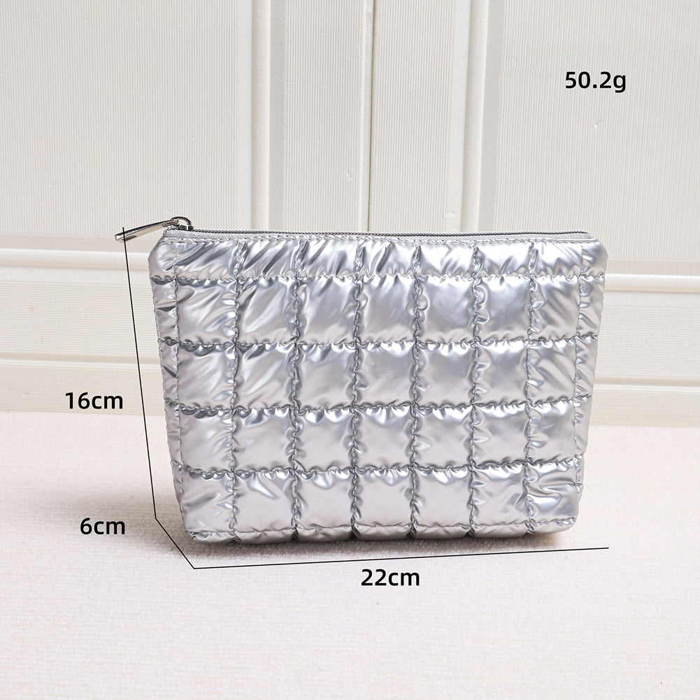 Minimalist Solid Color Quilt Shell Cosmetic Bag 6C5CO271