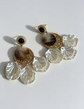 Trendy Floral Natural Shell Tassel Stud Earrings 6W6JER565