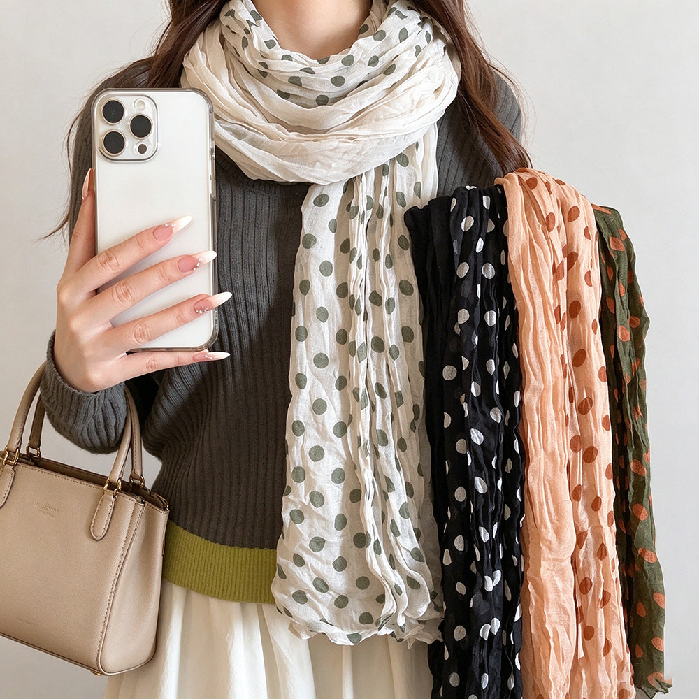 Fashion Color Block Polka Dots Long Scarf 6W6NSC229