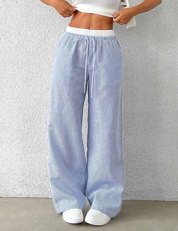 Trendy Striped  Loose Wide-Leg Pants DP25F546
