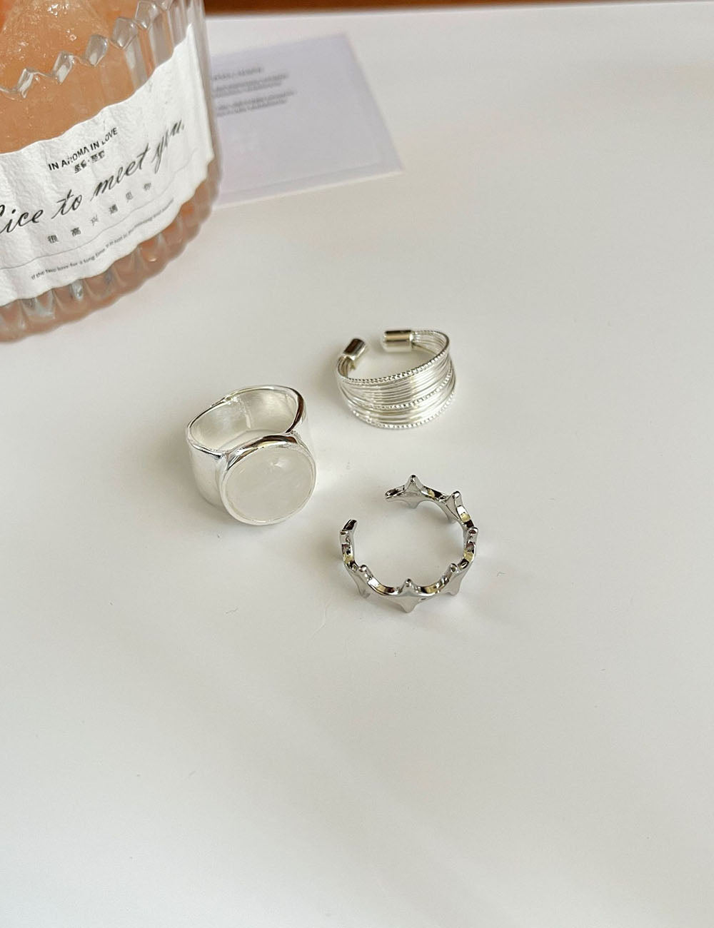 Trendy Star Pattern Silver-Tone Open Rings DP25F768