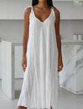 V-Neck String Shoulder Dress - DippedShop Wholesale - #3619