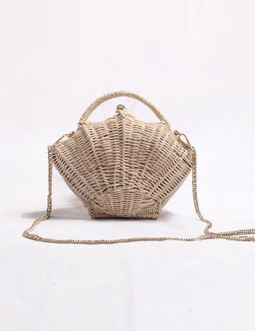 Trendy Shell Shape Hand Woven Shoulder Bag 8CW6BBG502T