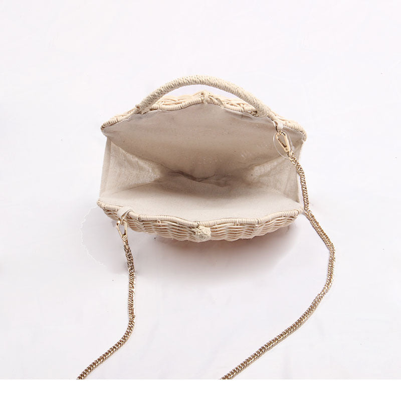 Trendy Shell Shape Hand Woven Shoulder Bag 8CW6BBG502T