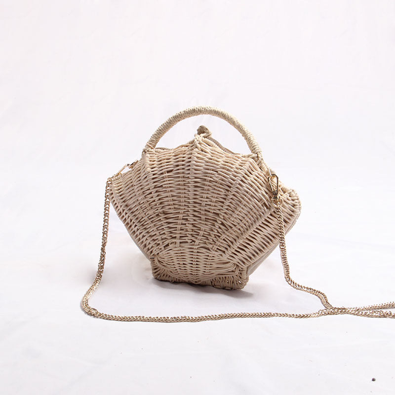 Trendy Shell Shape Hand Woven Shoulder Bag 8CW6BBG502T