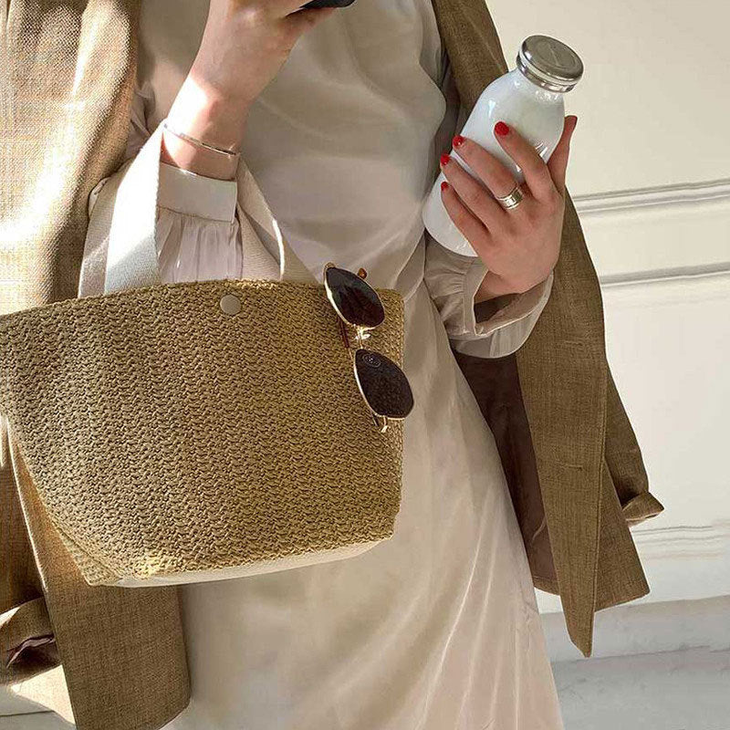 Straw Woven Tote Bag - DippedShop Wholesale - #2307