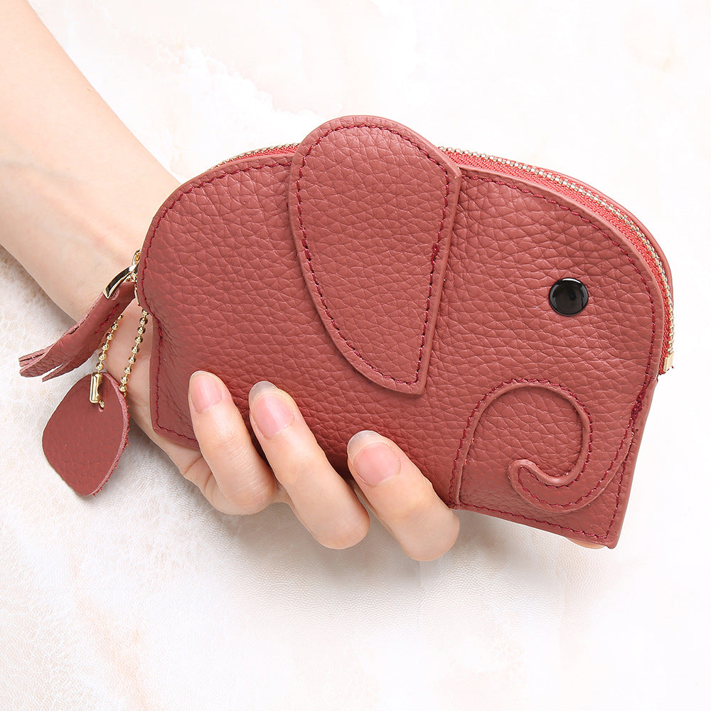 Cute Elephant Leather Mini Coin Purse 6W10BWB303