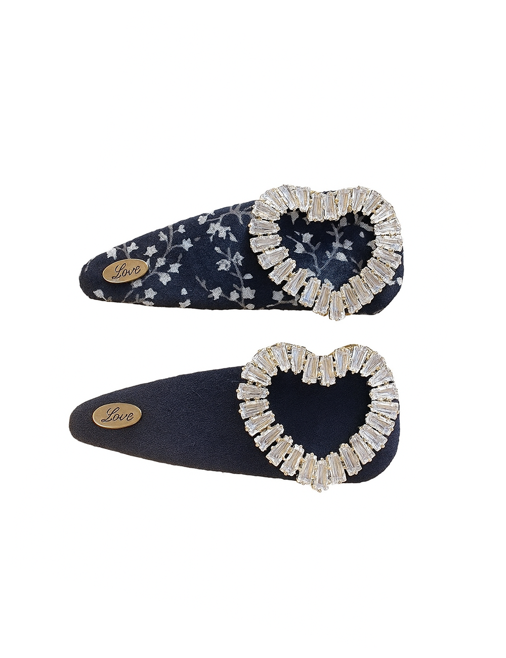 Floral Print Rhinestone Letter Hair Clip DP25F569