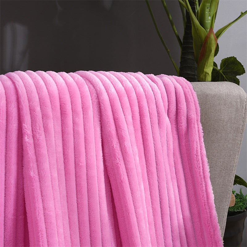 Minimalist Fleece Flannel Velvet Ribbed Throw Blanket DP25F935