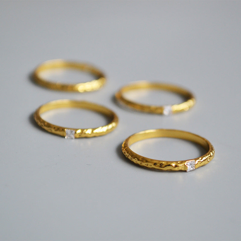 Vintage Gold Plated Rhinestone Thin Ring DP25E747