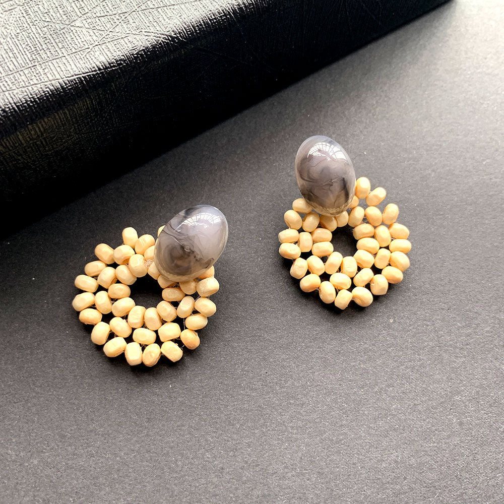 Vintage Wooden Bead Elegant Earrings DPJE1801