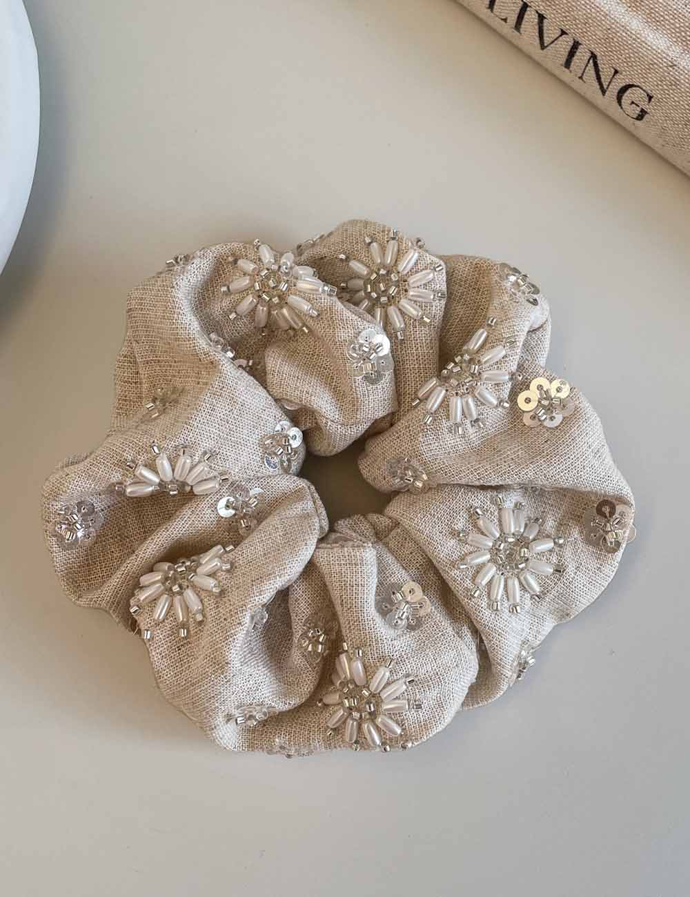 Flower Sequin Hair Scrunchie - DippedShop Wholesale - #0723