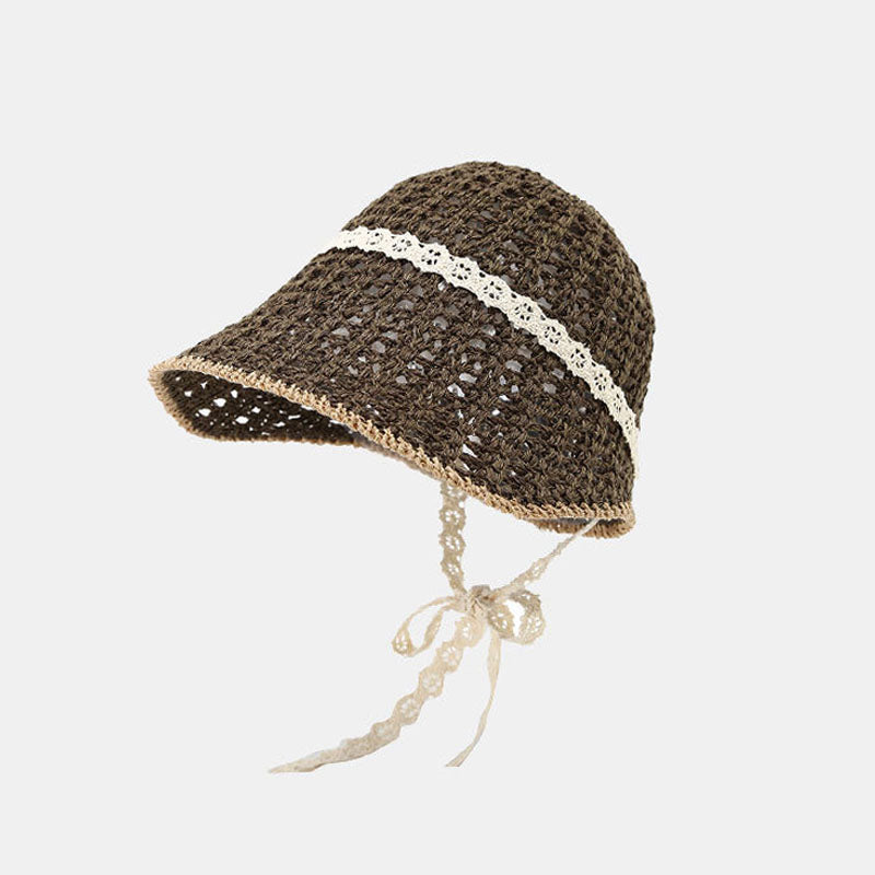 Lace Ribbon Beach Hat - DippedShop Wholesale - #1859