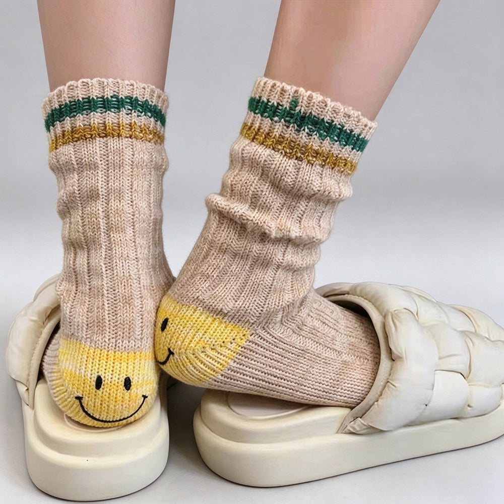 Cute Color Block Smiling Face Pattern Socks 6W8FSO1002