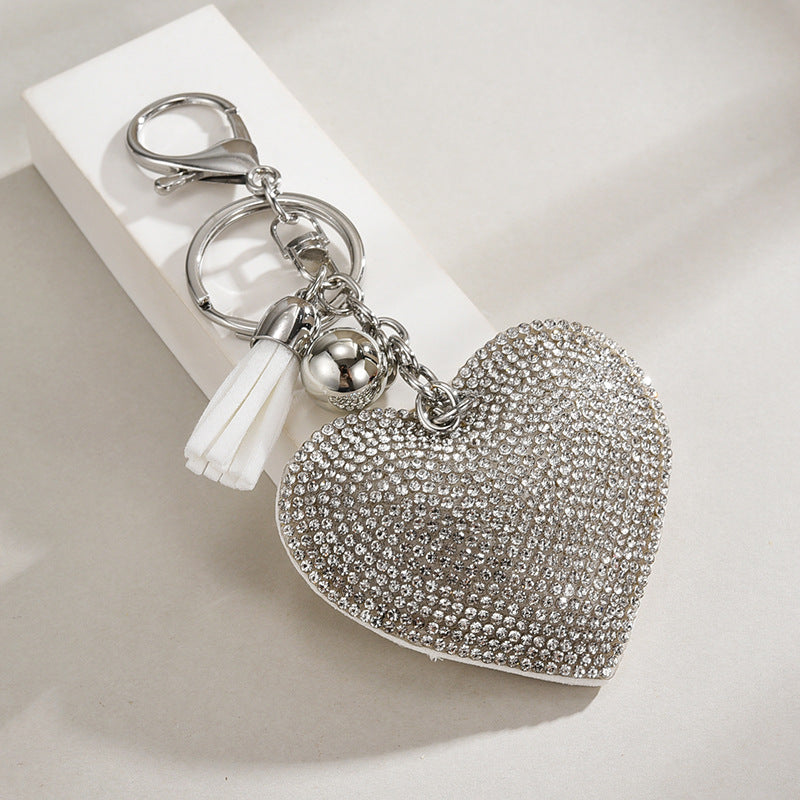 Rhinestone Heart Tassel Bag Charm - DippedShop Wholesale - #3107