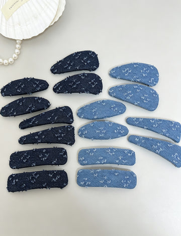 Simple Denim Frayed Hem No-Crease Hair Clip 6W6HCP1623