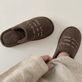 Simple Letter Embroidery Plush Non-Slip Warm Slippers 6W8FSP286
