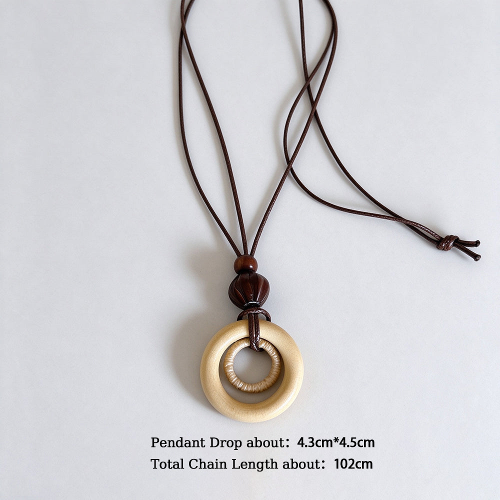 Wooden Geometric Pendant Necklace - DippedShop Wholesale - #8579