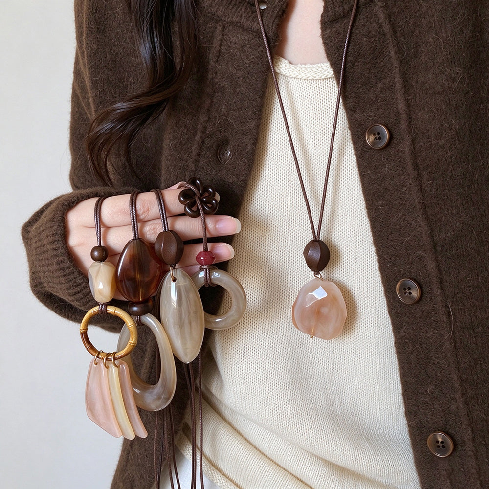 Irregular Resin Pendant Necklace - DippedShop Wholesale - #5427