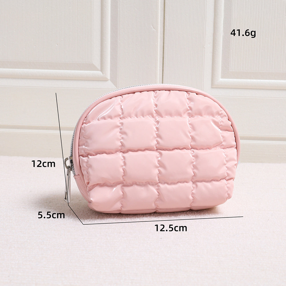 Minimalist Solid Color Quilt Shell Cosmetic Bag 6C5CO271