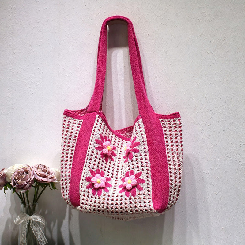 Casual Hand-Crochet Hollow Flower Tote Bag 6W10BBG1776