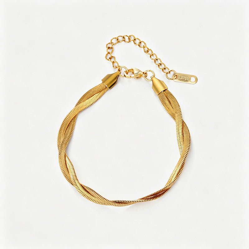 Simple Gold Four-Lear Clover Pendant Bracelet 6W6JBR515
