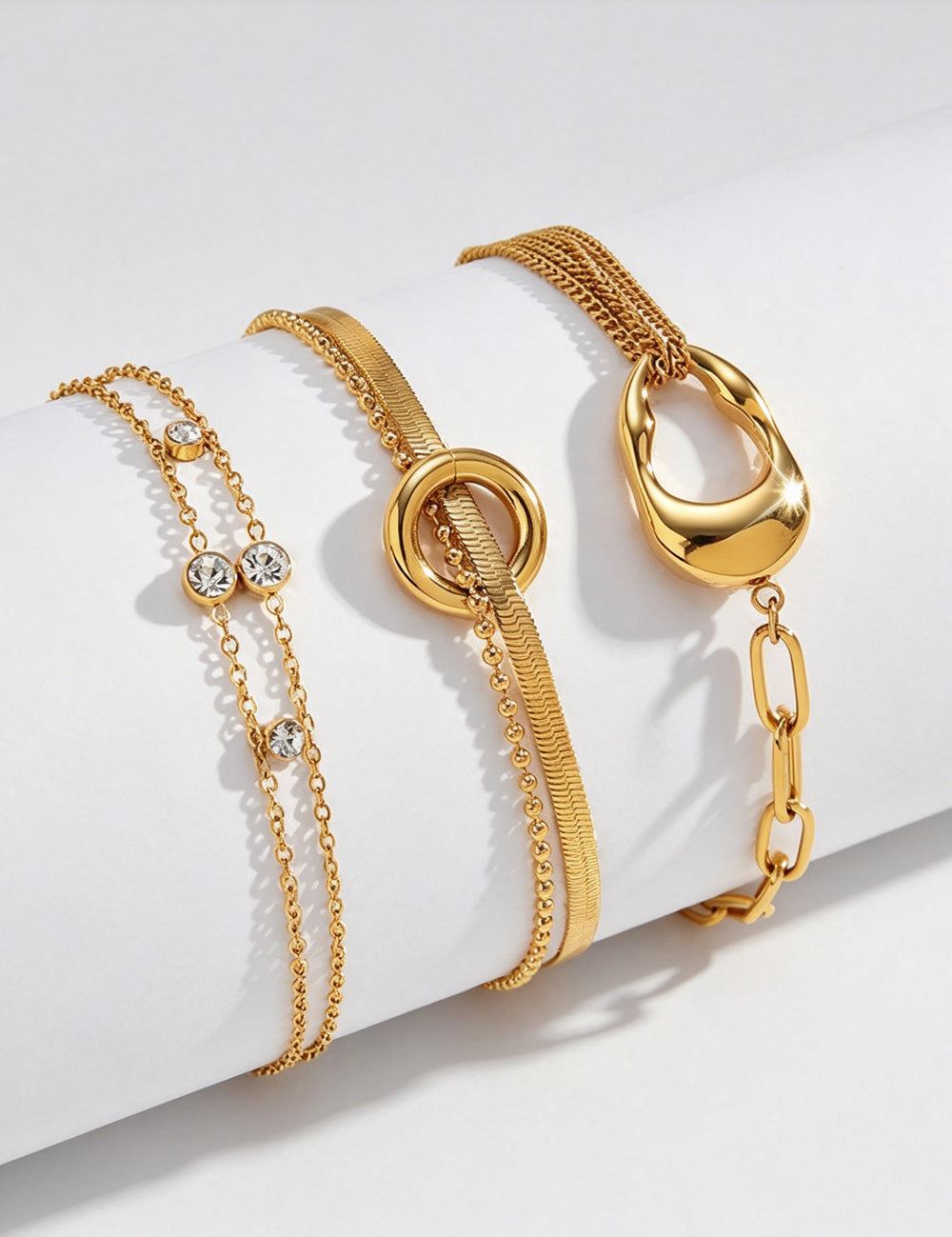 Trendy Cubic Zirconia Double-Layer Chain Bracelet 6W6JBR512