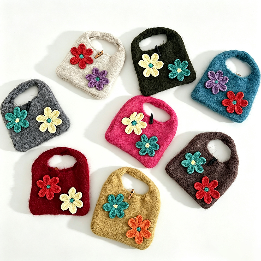 Cute 3D Floral Knitted Mini Tote Handbag 6W10BBG2107