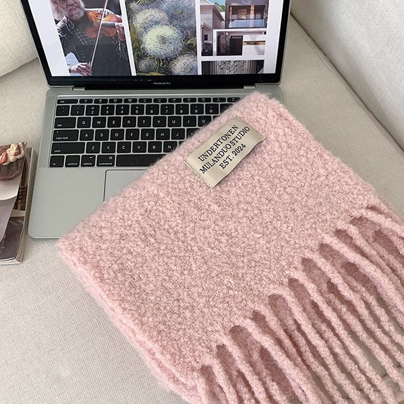 Warm Solid Color Tassel Wool Scarf 6W6NSW259