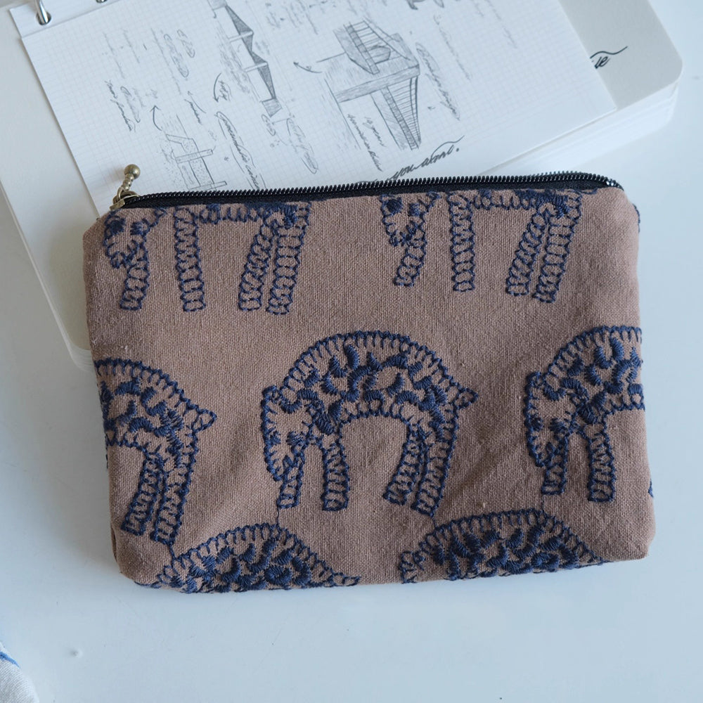 Trendy Floral Embroidery Portable Cosmetic - DippedShop Wholesale - #5651