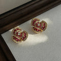 Dainty Rhinestone 3D Floral Dangle Stud Earrings 6W6JER563