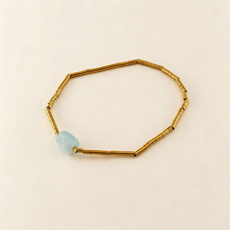 Handmade Natural Pearl Beaded Chain Bracelet 6W6JBR454