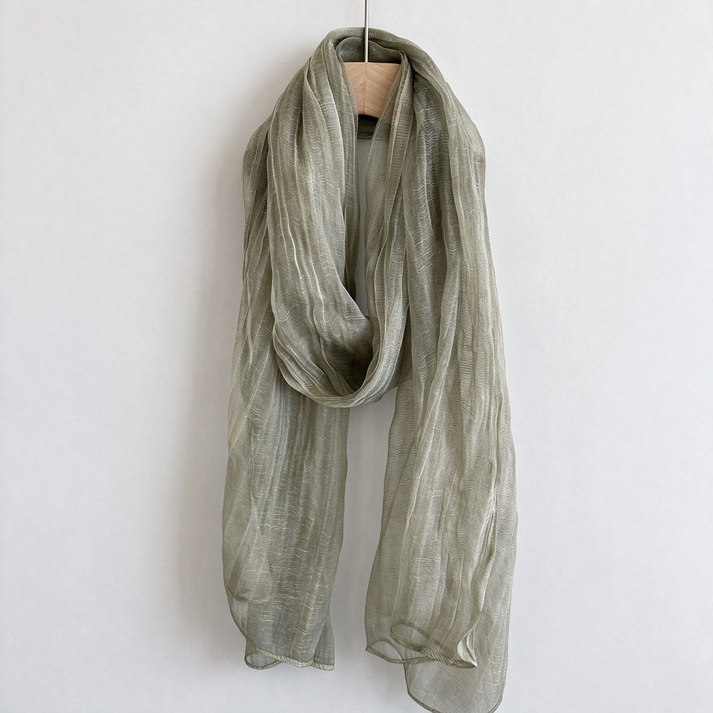 Solid Color Thin Mesh Long Silk Scarf 6W6NSC233