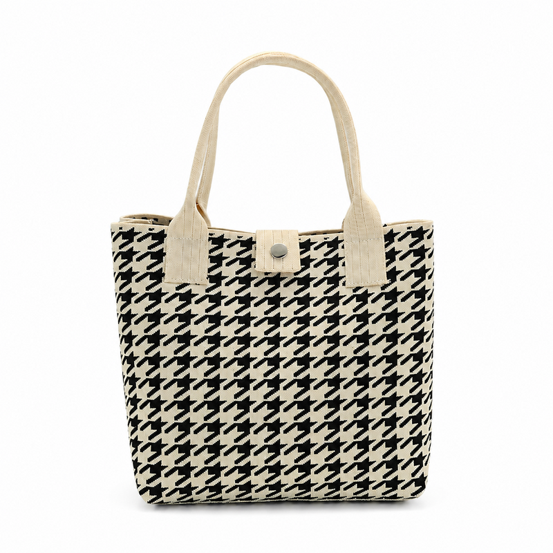 Vintgae Plaid Large Capacity Knit Tote Bag 6W10BBG1813