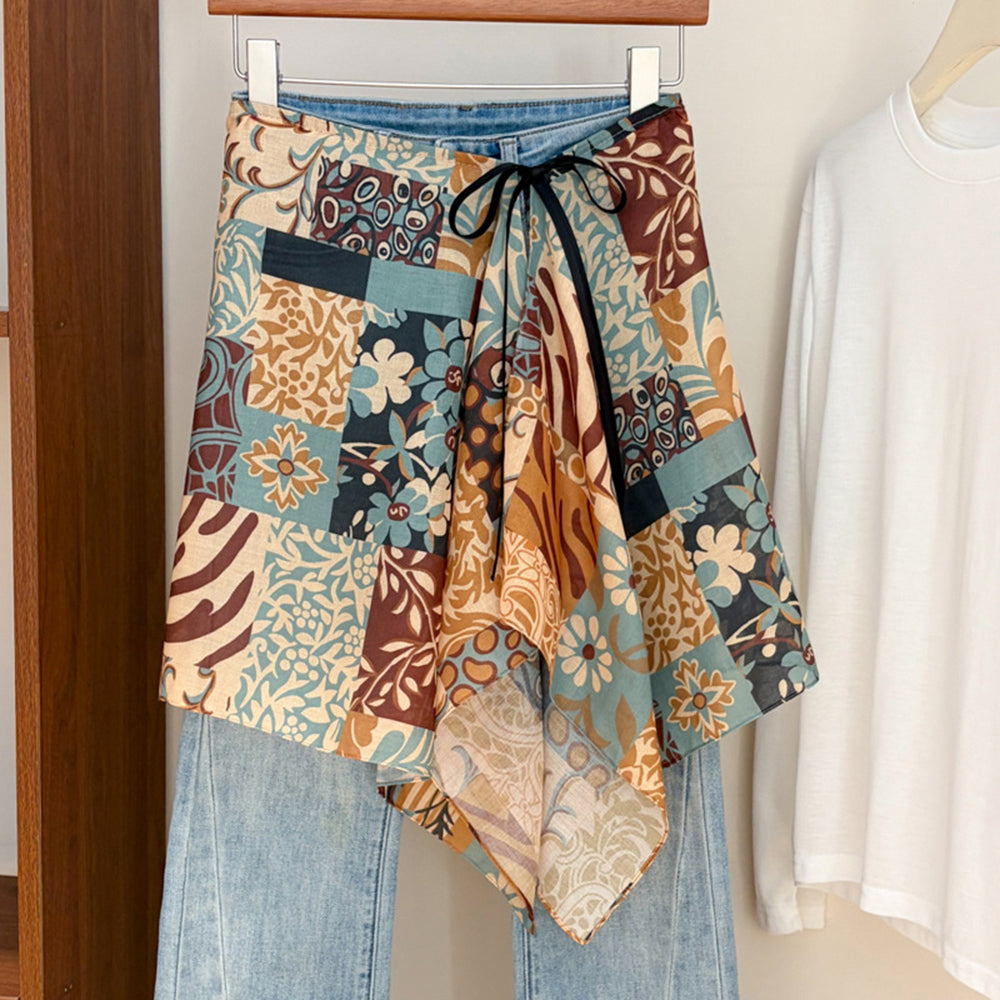 Boho Paisley Print Tie Waist Hip Scarf 6W6NSC232