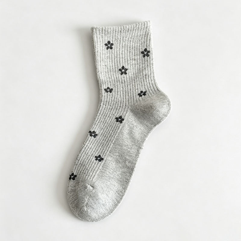 Flower Print Crew Socks - DippedShop Wholesale - #4483