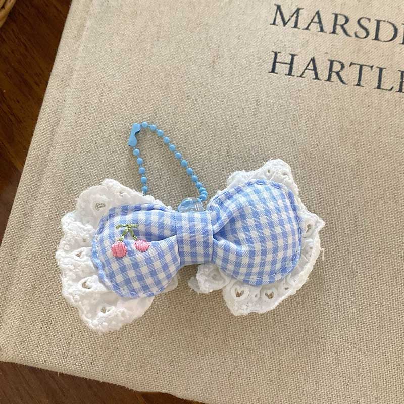 Plaid Love Bow Embroidery Sweet Bag Charm DP25F439