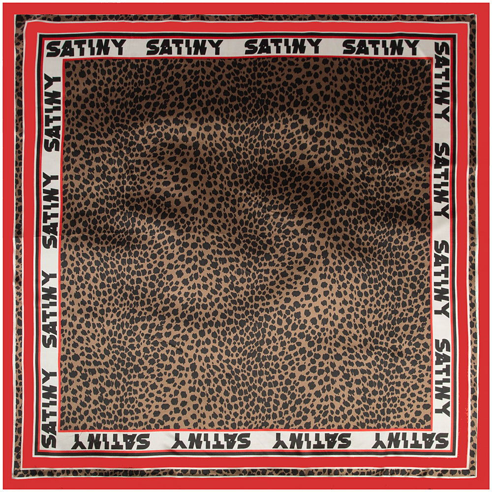 Vintage Colorblock Leopard Square Satin Scarf DP25E602