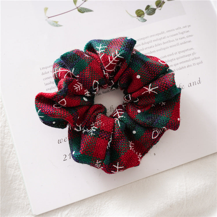 Simple Christmas Plaid Elastic Hair Scrunchie 6W6HSR442