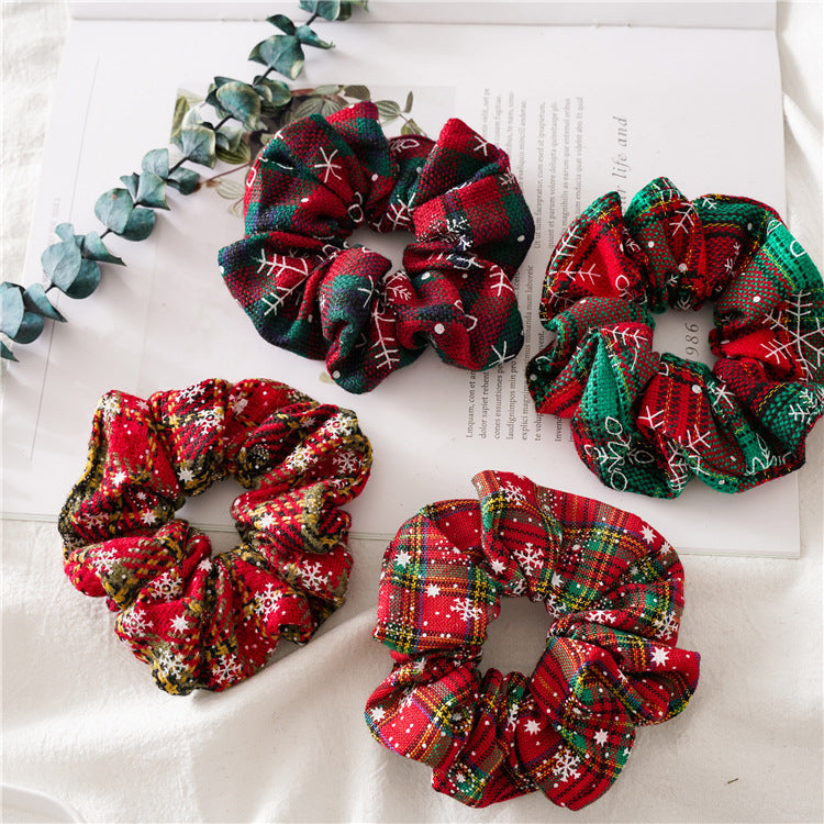 Simple Christmas Plaid Elastic Hair Scrunchie 6W6HSR442