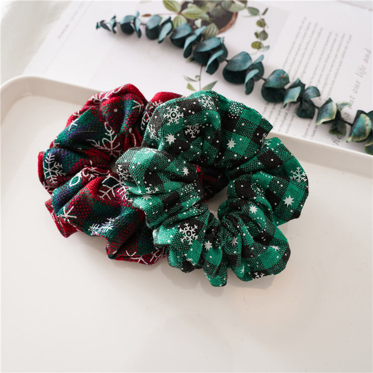Simple Christmas Plaid Elastic Hair Scrunchie 6W6HSR442