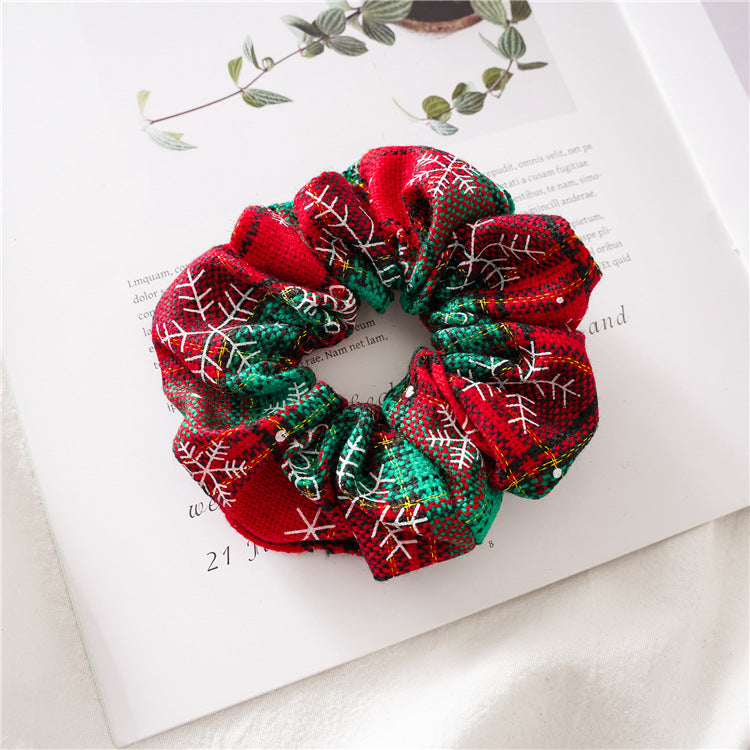 Simple Christmas Plaid Elastic Hair Scrunchie 6W6HSR442