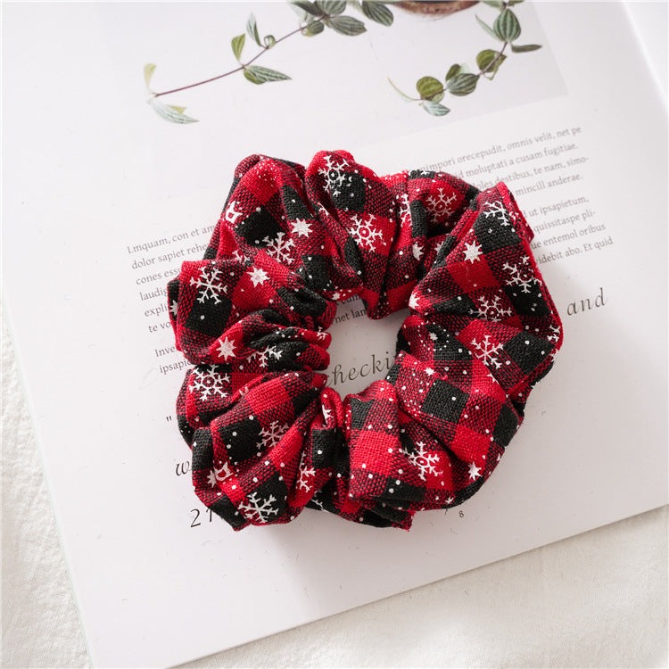 Simple Christmas Plaid Elastic Hair Scrunchie 6W6HSR442